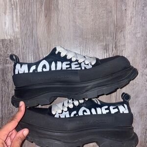 Alexander McQueen Black and White Logo Sneakers